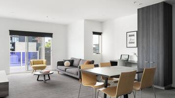 Two Bedroom Apartment | Premium bedding, in-room safe, laptop workspace, blackout drapes