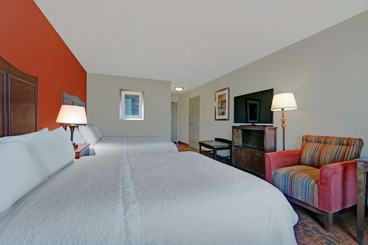 two queen beds non smoking | living area | tv