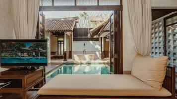 The Pavilion Pool Villa | 1 makuuhuone, egyptinpuuvillaiset lakanat, ylelliset vuodevaatteet