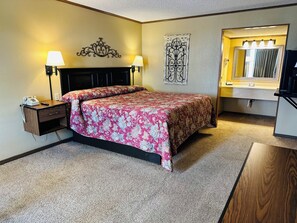 Desk, blackout curtains, iron/ironing board, free WiFi