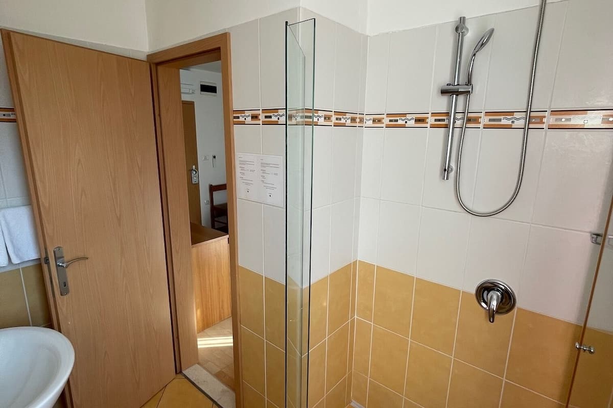 premium room | bathroom | shower, hair dryer, towels, soap