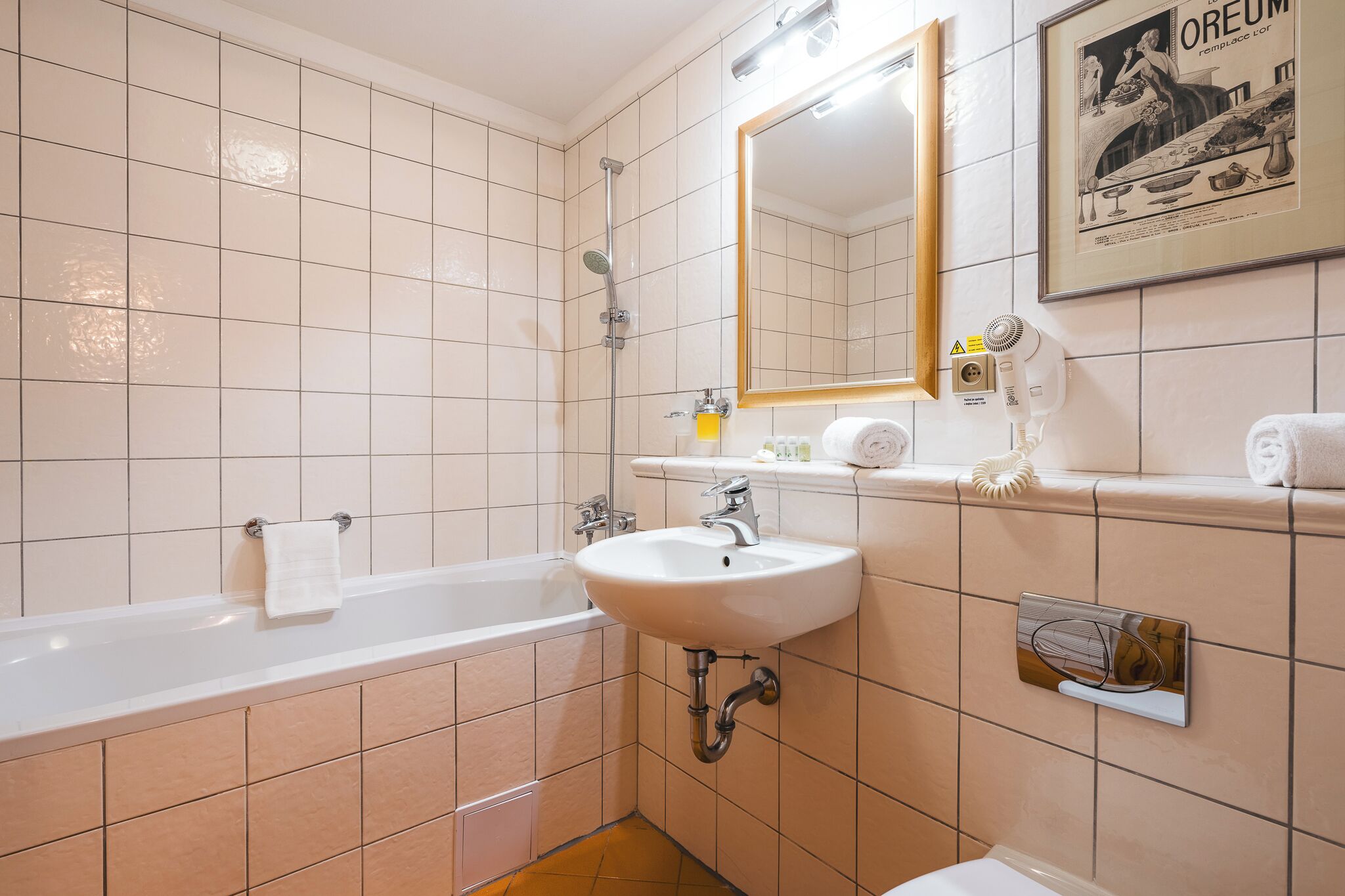 standard twin room | bathroom | combined shower/bathtub, free toiletries, hair dryer, towels