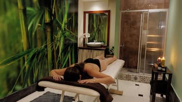 Sauna, steam room, body treatments, aromatherapy, hot stone massages