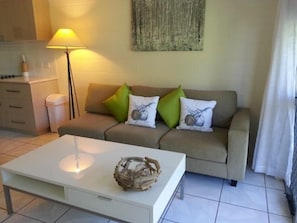 Apartamento Premium, 1 habitación | Zona de estar | Una televisión LCD, un reproductor de DVD