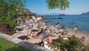 Private beach, beach cabanas, sun-loungers, beach umbrellas
