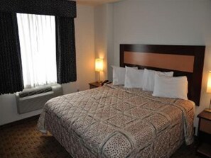 Hypo-allergenic bedding, desk, blackout curtains, iron/ironing board