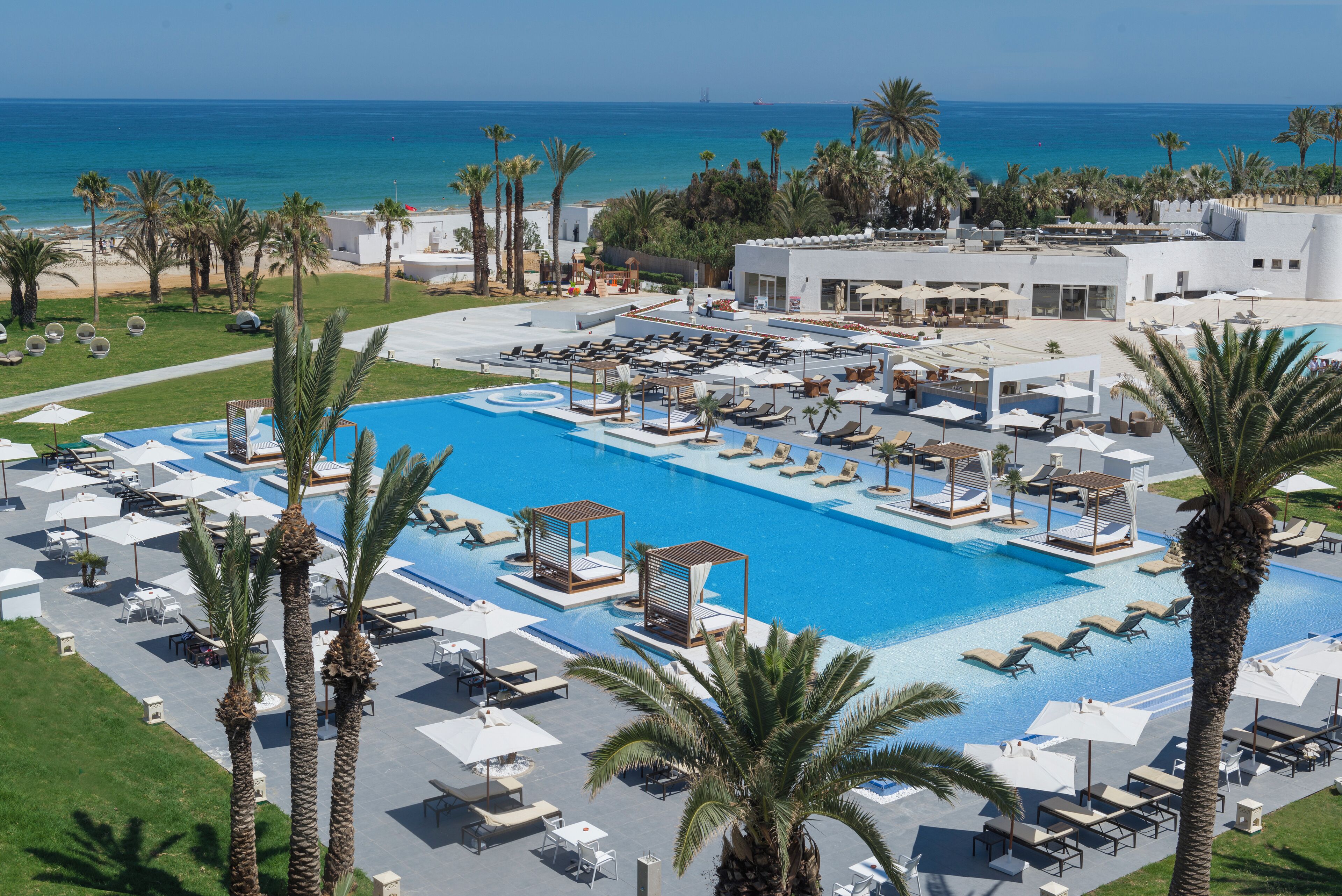 Indoor pool, 2 outdoor pools, pool umbrellas, sun loungers