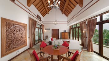 2-Bedroom Sea View Private Pool Villa | Living area | LCD TV, DVD player