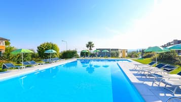 2 outdoor pools, open 9:00 AM to 7:30 PM, pool umbrellas, pool loungers