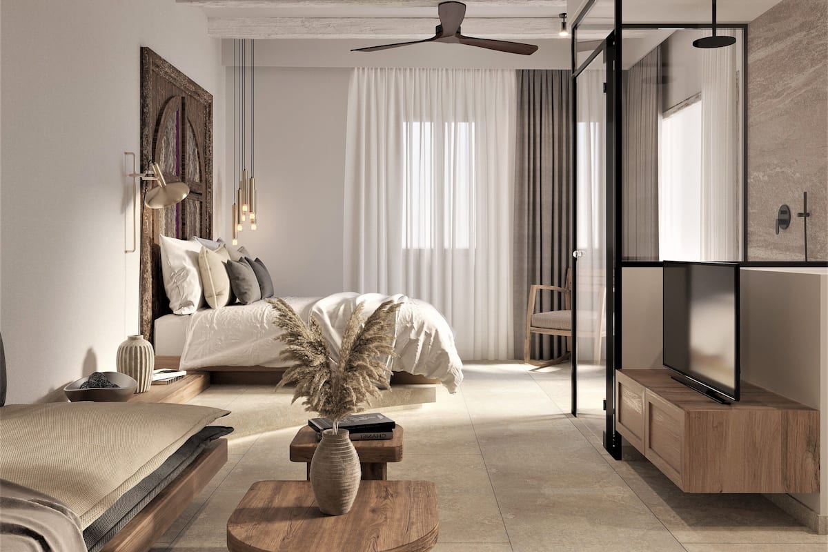 Suite Junior, 1 letto queen, patio, vista cortile | 1 camera, biancheria in cotone egiziano