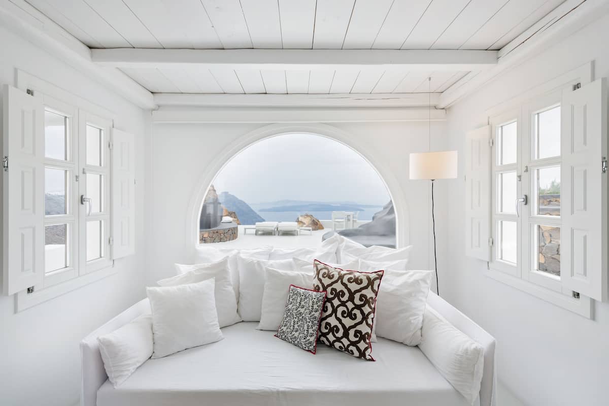 Villa, Private Pool (Elidami) | Living area | 28-inch flat-screen TV with cable channels, TV