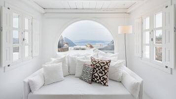 Villa, Private Pool (Elidami) | Living area | 28-inch flat-screen TV with cable channels, TV