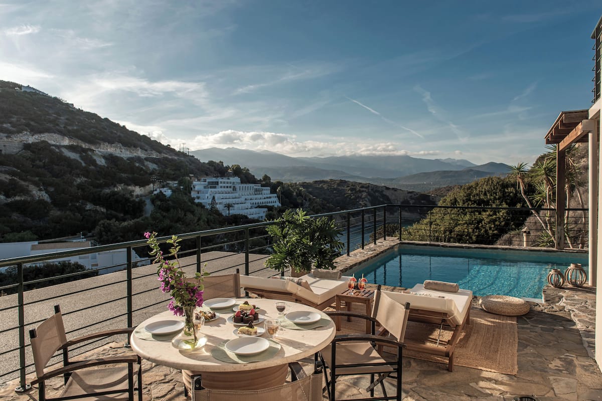 Villa, 2 chambres, piscine privée, vue mer | Terrasse/Patio