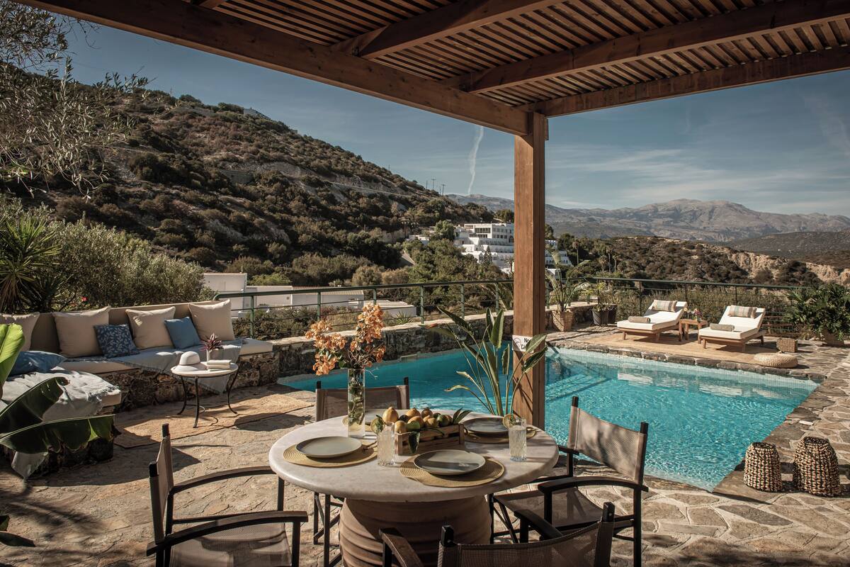 Villa, 2 soverom, privat basseng, utsikt mot bukt | Terrasse/patio