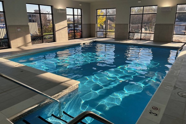 Indoor pool, open 8 AM to 10 PM, sun loungers
