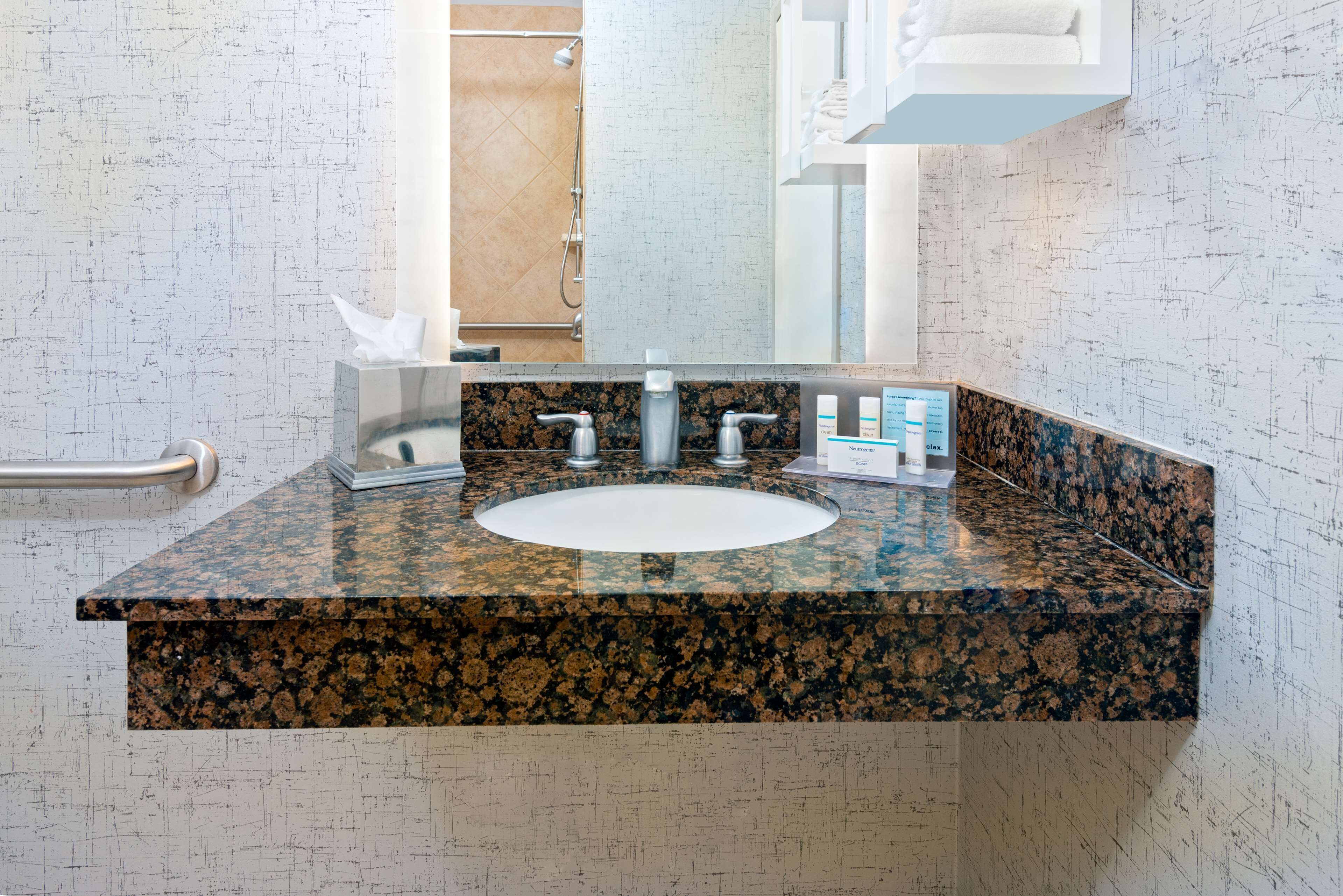 studio, accessible, non smoking (hearing accessible, w/roll in shower) | bathroom shower