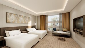 ألحفة محشوة بالريش وخزنة داخل الغرفة وبديكورات فريدة لكل غرفة