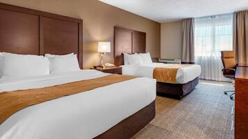 Premium bedding, pillow-top beds, in-room safe, desk