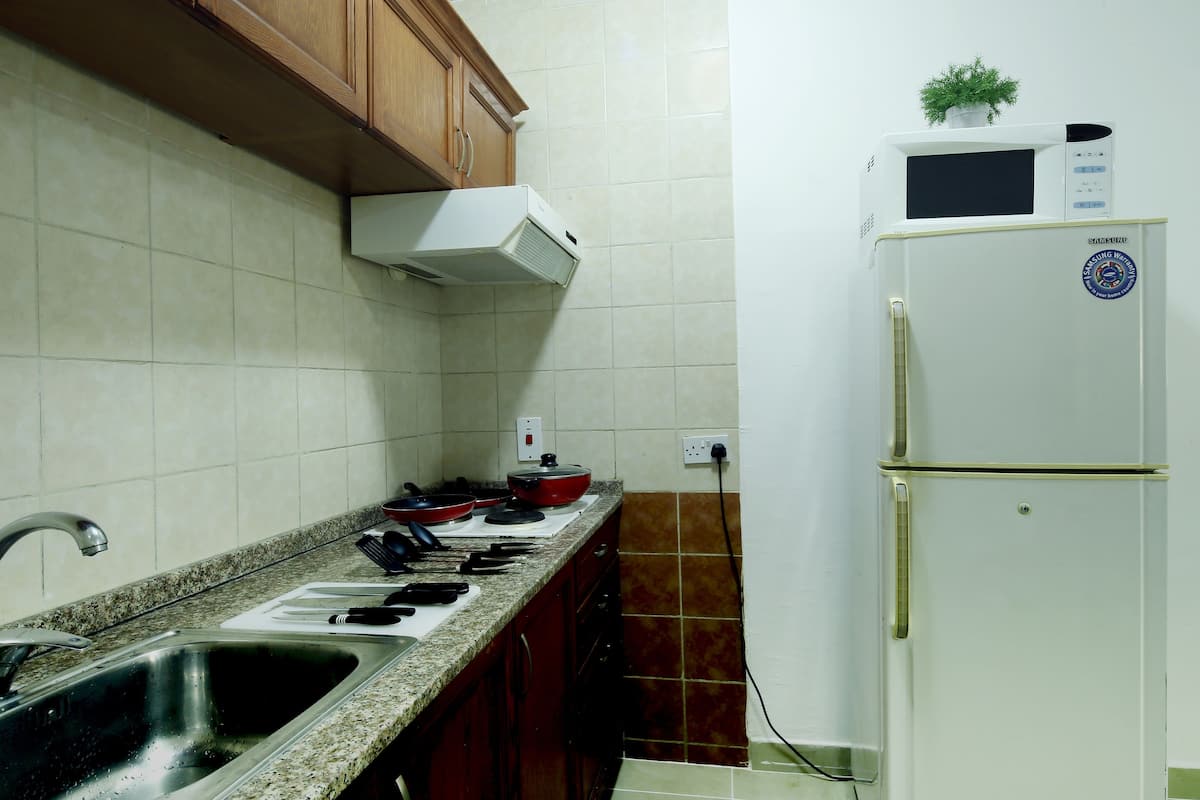 superior apartment, 1 double bed | private kitchen | full-sized fridge, microwave, stovetop, coffee/tea maker