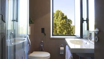 Shower, rainfall showerhead, hair dryer, bidet