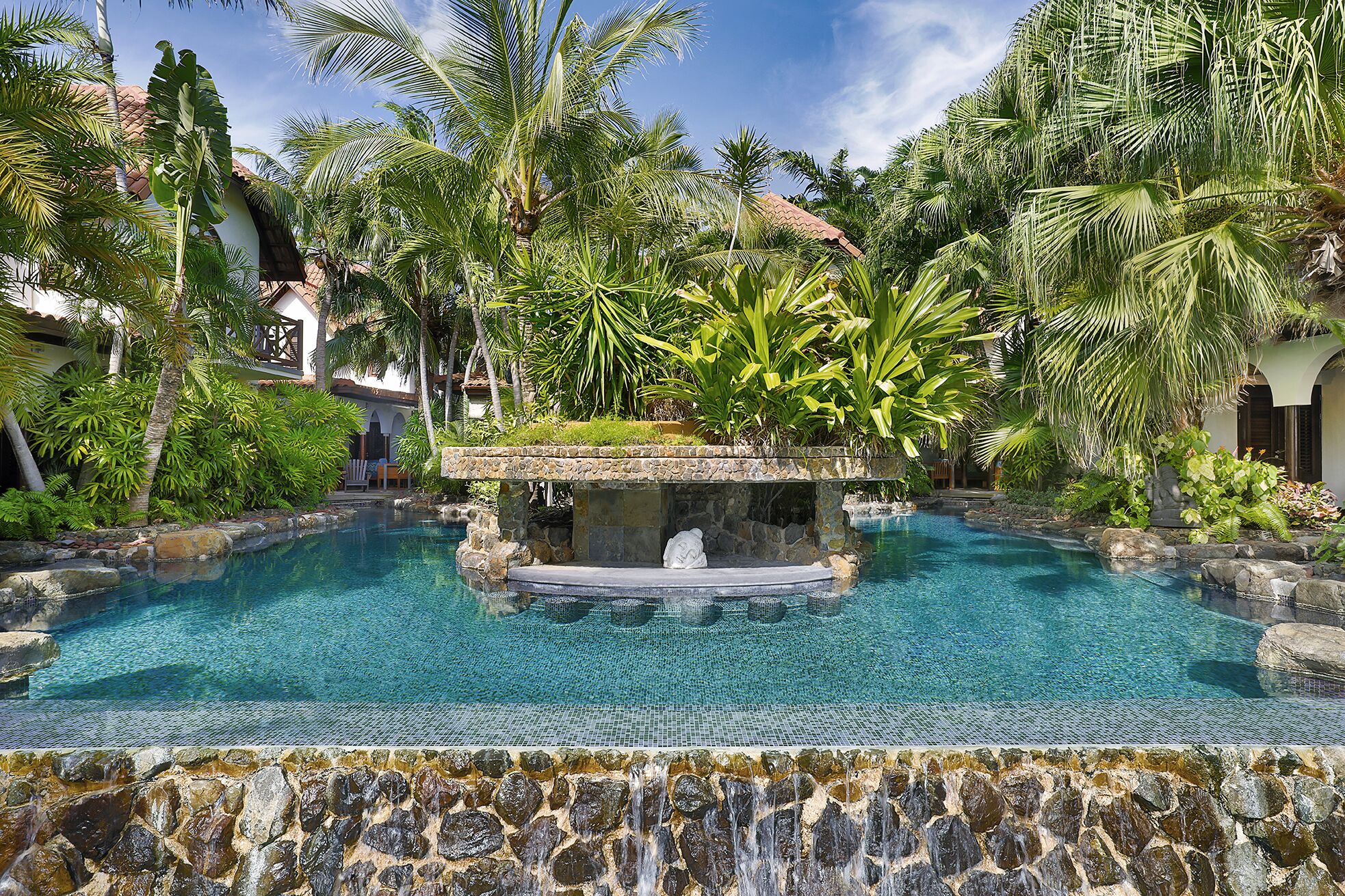 outdoor pool, pool umbrellas, pool loungers