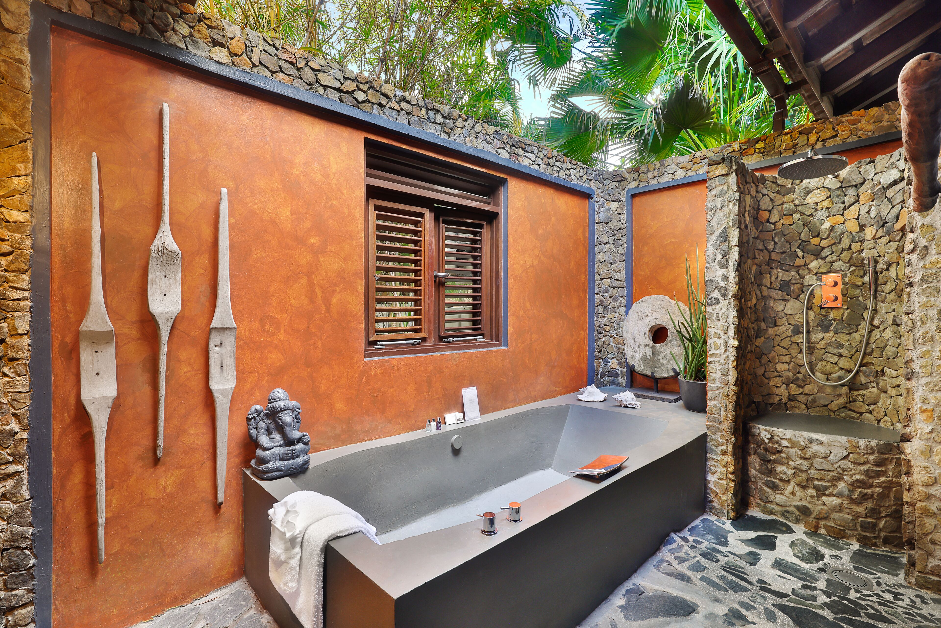 room, 1 king bed (banyan tree room) | bathroom | separate bathtub and shower, rainfall showerhead, designer toiletries