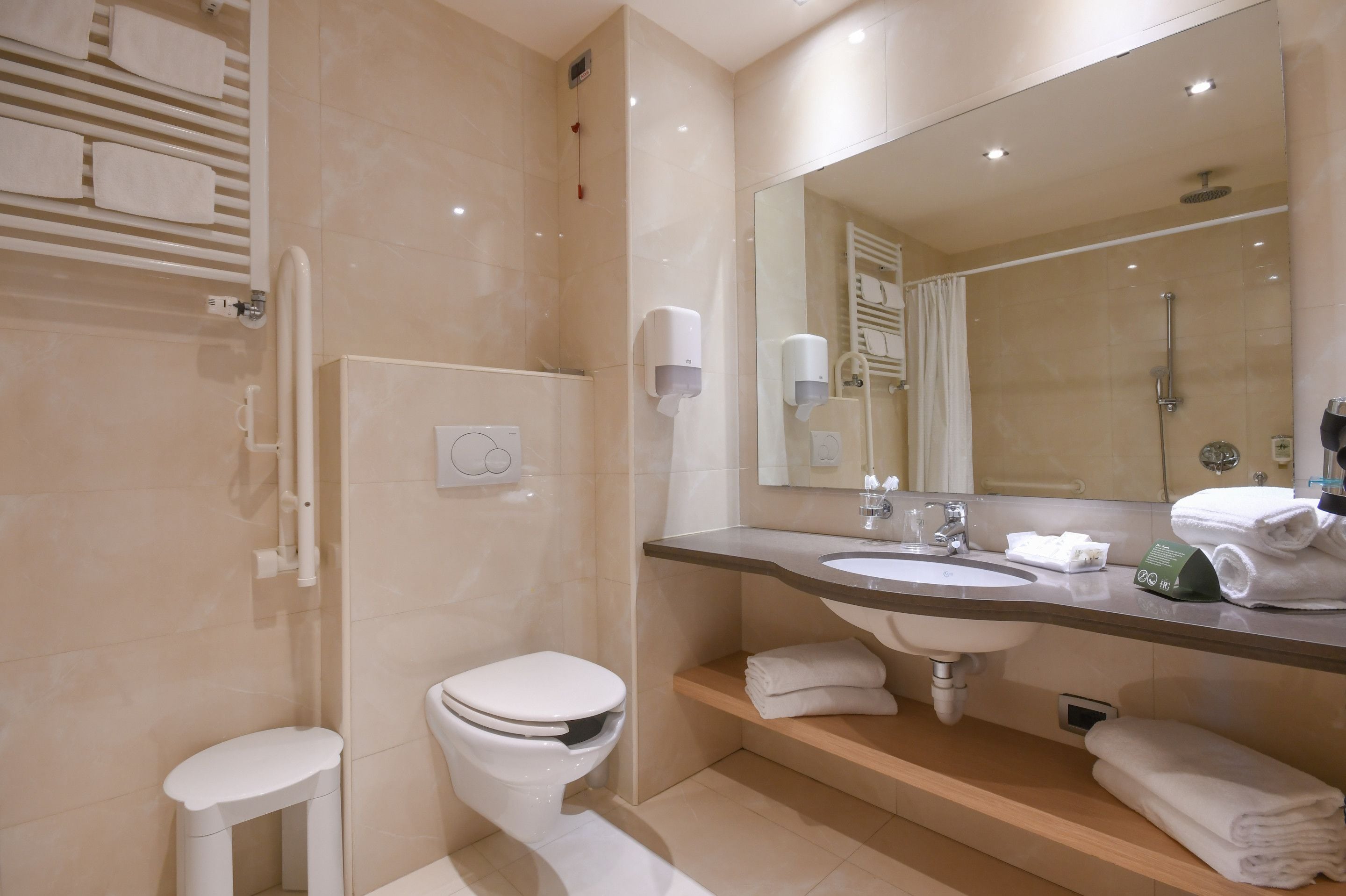 hair dryer, bidet, towels