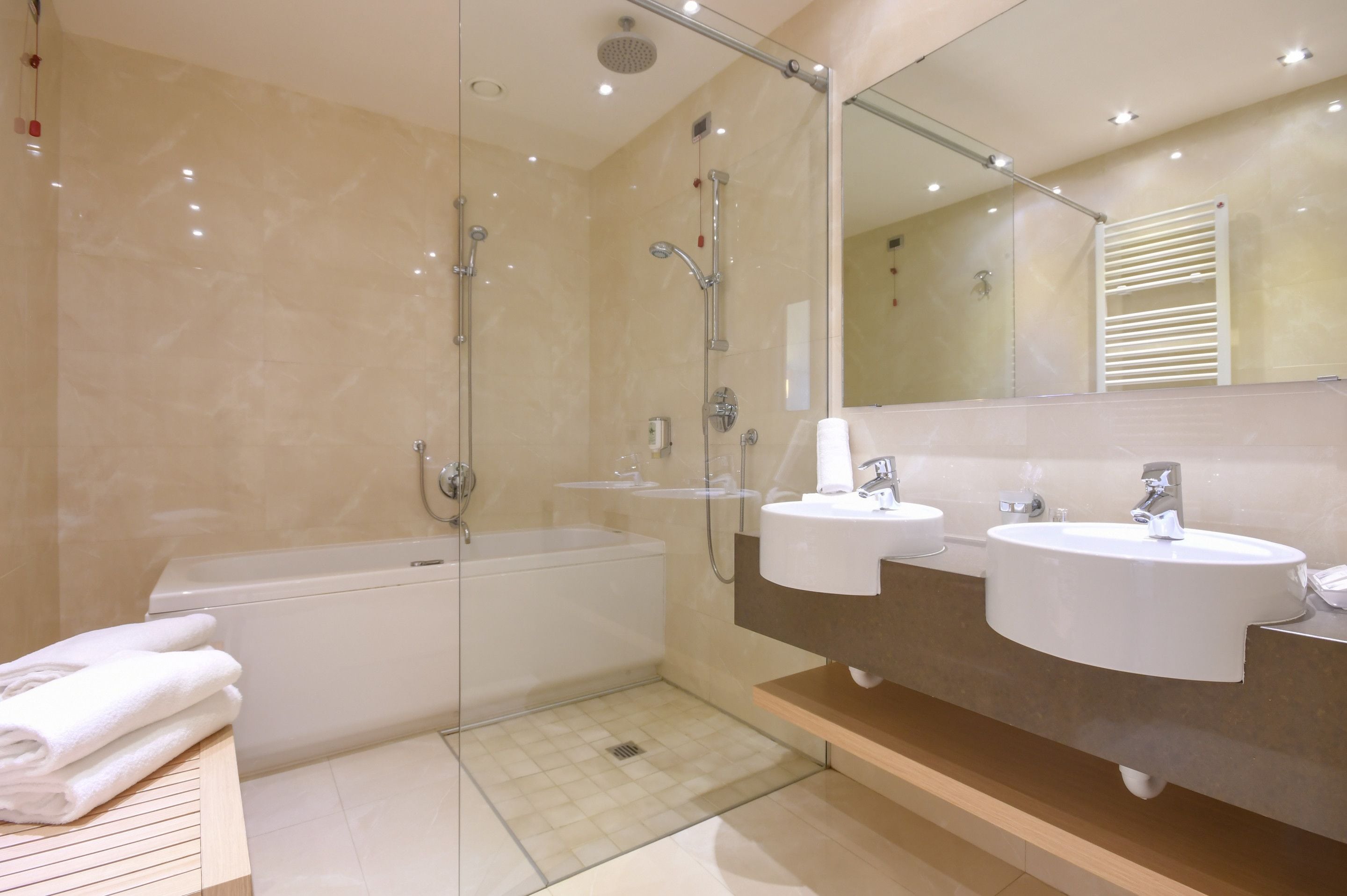 hair dryer, bidet, towels