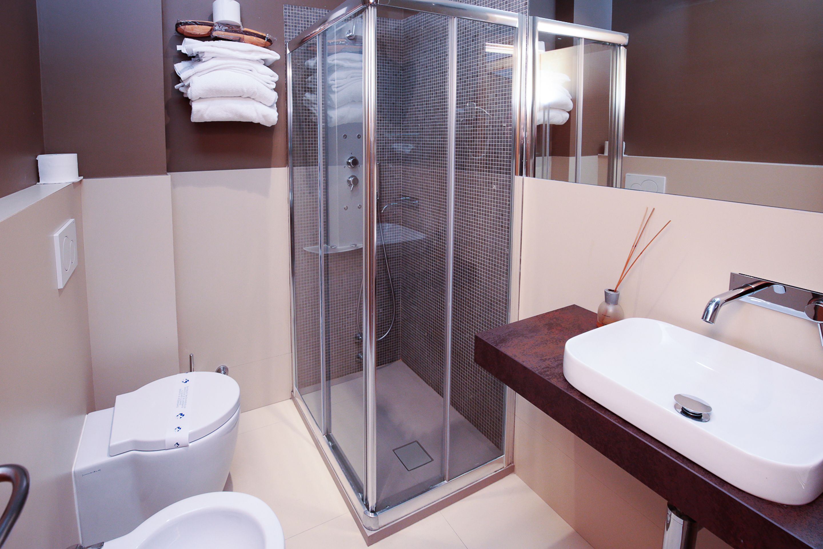 shower, free toiletries, hair dryer, bathrobes