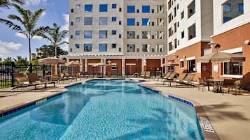 Outdoor pool, sun loungers