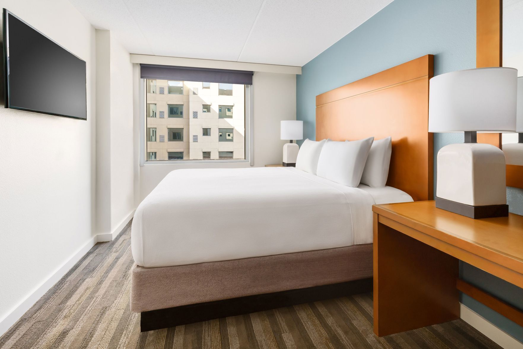 In-room safe, desk, laptop workspace, blackout curtains