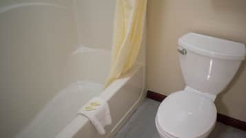 Bathtub, hair dryer, towels