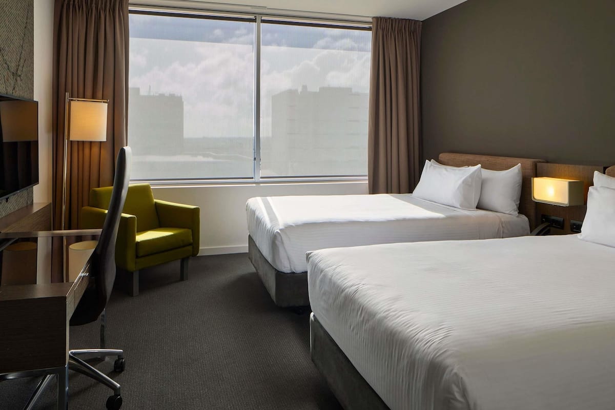 Deluxe Double Room, 2 Double Beds, City View | Premium bedding, minibar, in-room safe, desk
