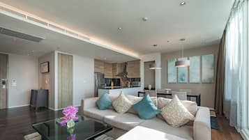 City View Two Bedroom Suite with Terrace | Living area | 40-inch TV with cable channels