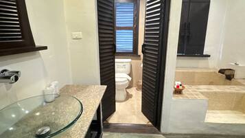 Shower, towels, soap, shampoo