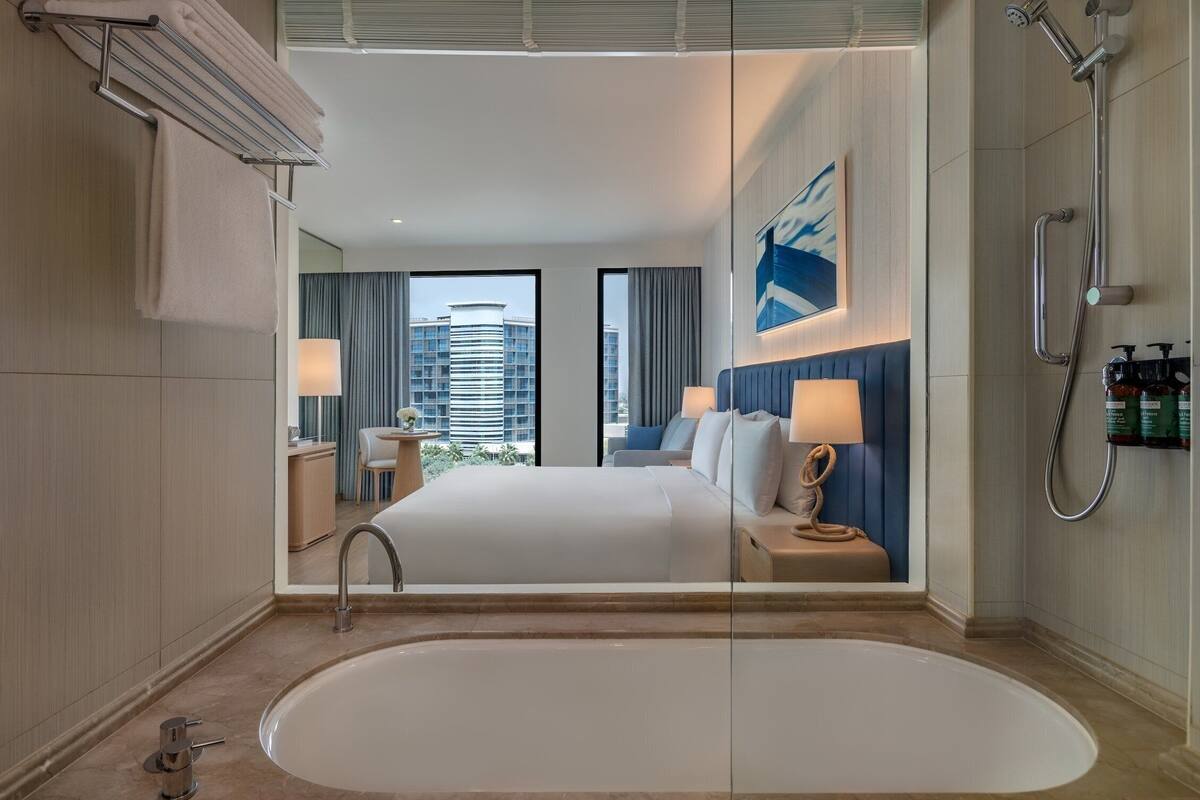 1 quarto, roupas de cama antialérgicas, camas Select Comfort, frigobar