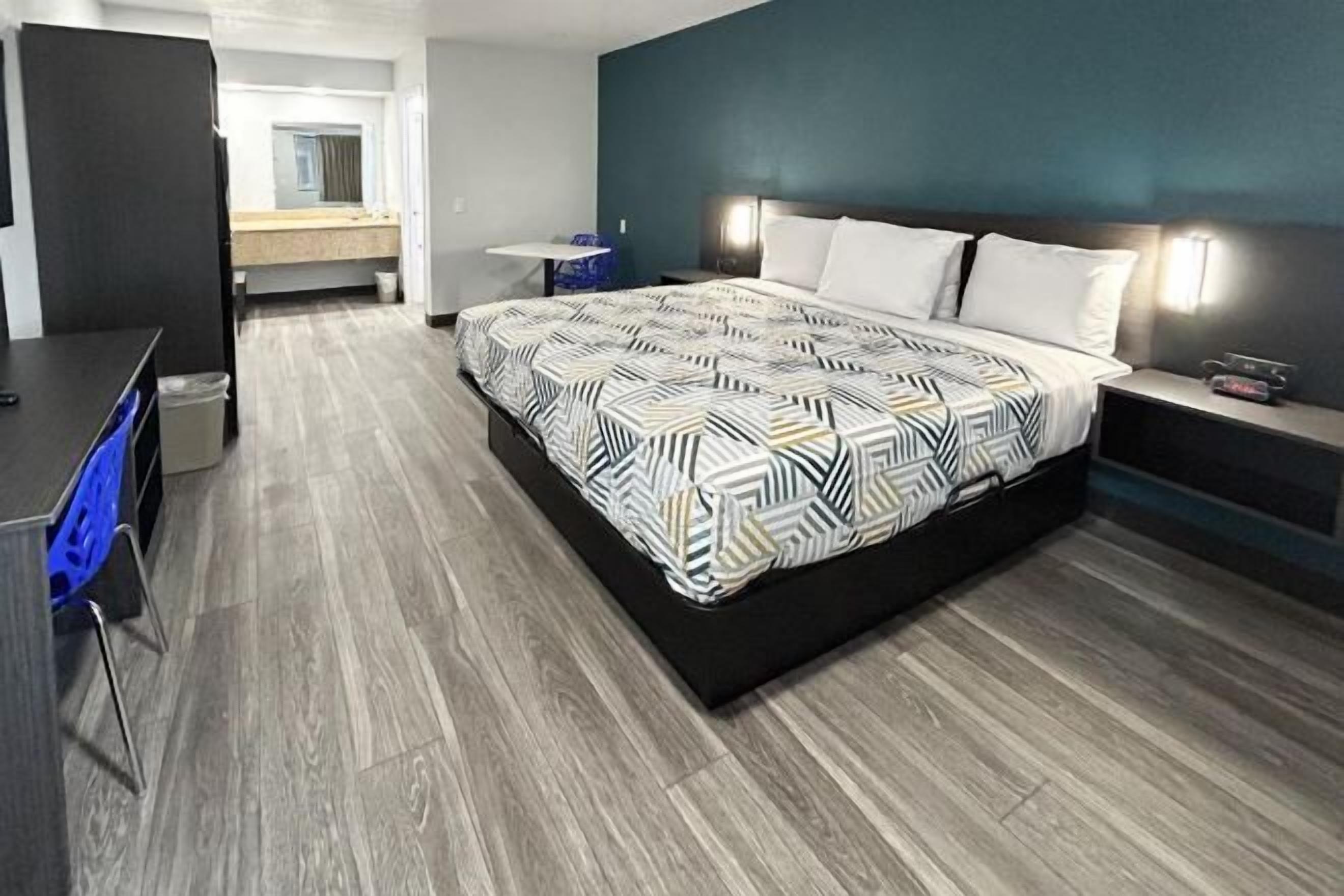 Desk, blackout drapes, iron/ironing board, free WiFi