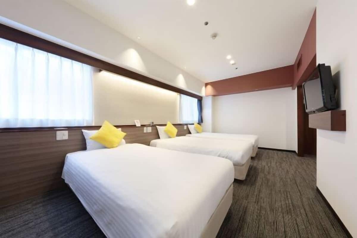 Memory-foam beds, desk, blackout curtains, iron/ironing board