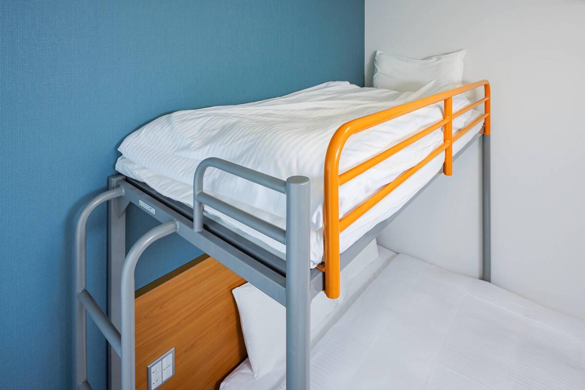 Standaard kamer, Meerdere bedden, niet-roken (1 Double Bed + 1 Loft Bed) | Donsdekens, een bureau, een laptopwerkplek, verduisterende gordijnen