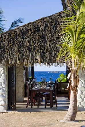 Breakfast, lunch, dinner served; beach views