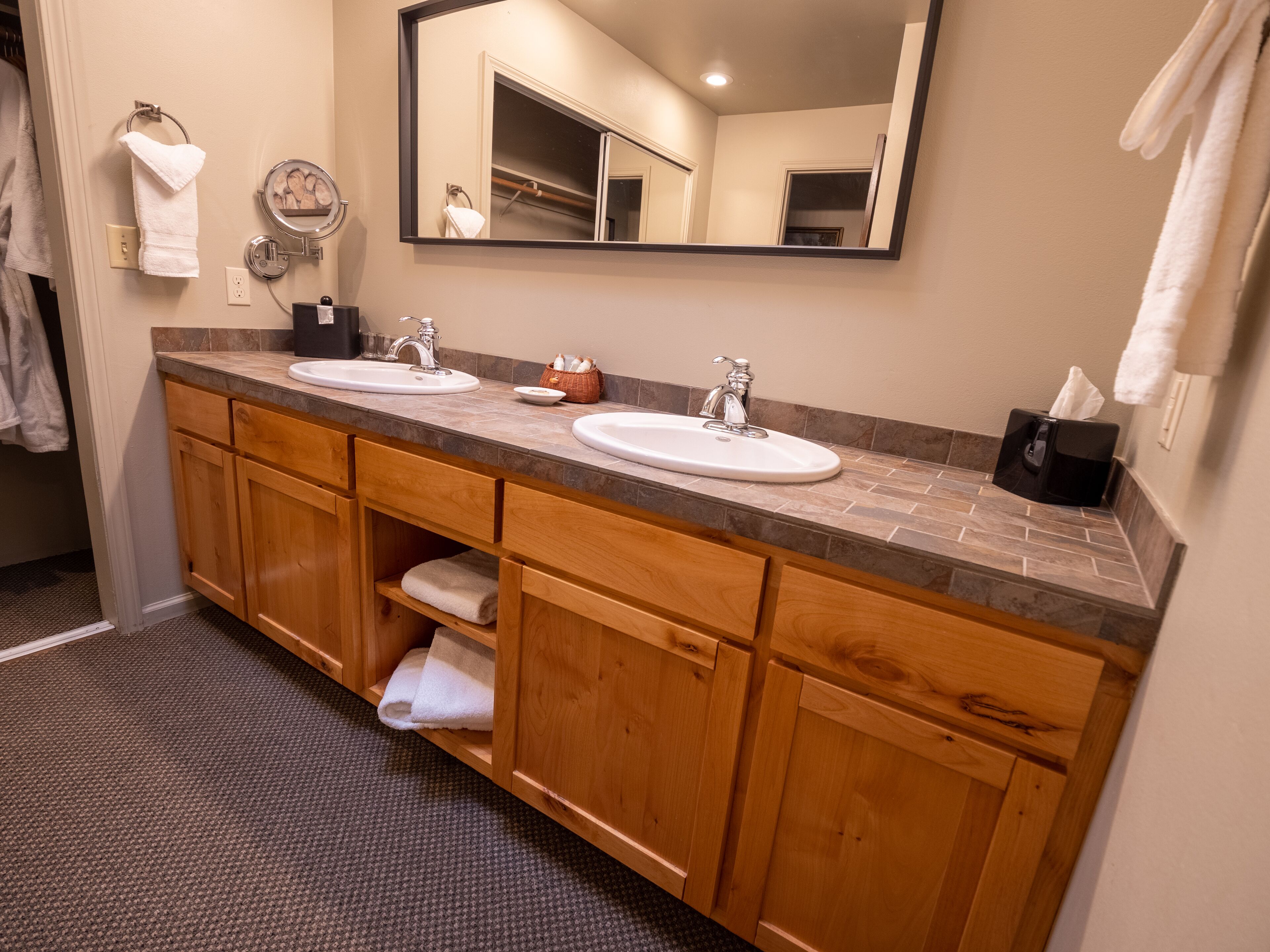 cottage, 1 king bed | bathroom | designer toiletries, hair dryer, bathrobes, towels