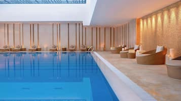 Indoor pool, open 6:00 AM to 10:00 PM, sun loungers