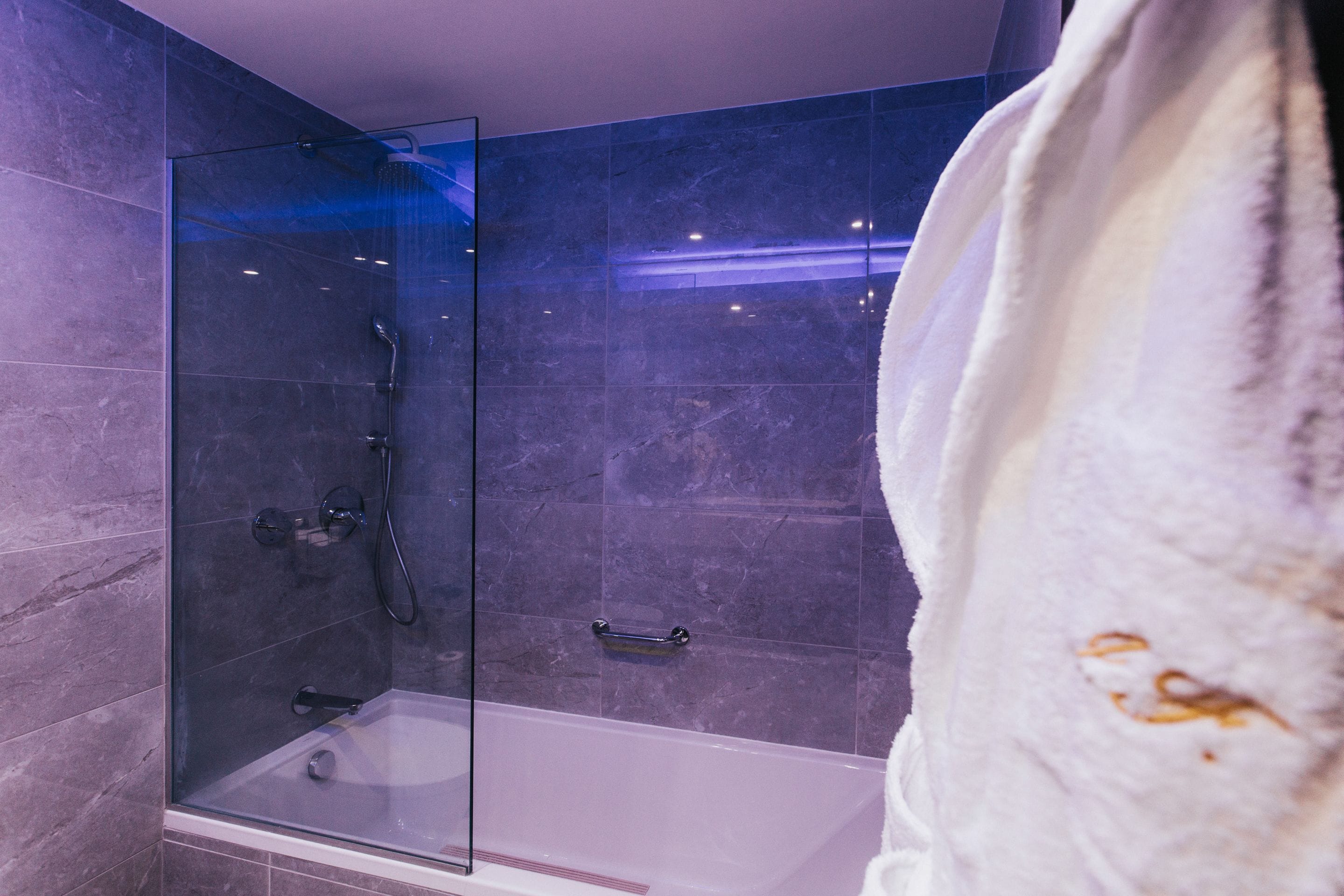 shower, free toiletries, hair dryer, bathrobes