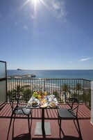 Deluxe Double Room, Terrace, Sea View | Premium bedding, down comforters, minibar, in-room safe