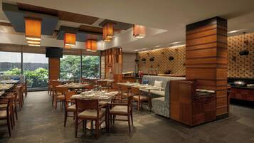 Breakfast, lunch, dinner served; international cuisine