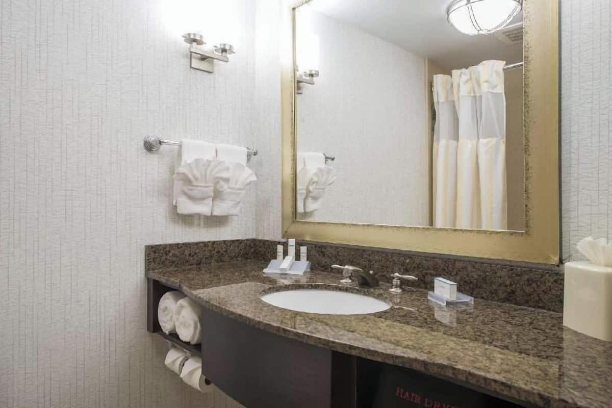 Baño | Tina con regadera, amenidades de baño de diseñador, secadora de cabello