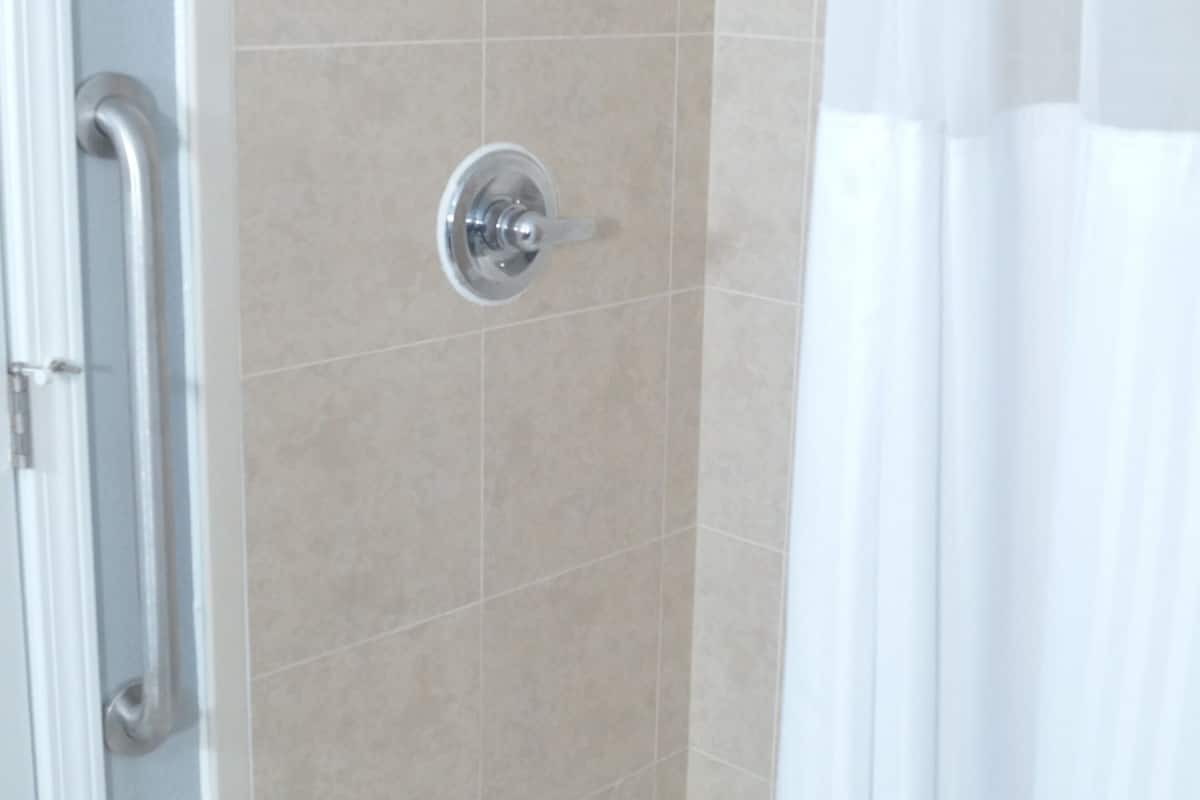 deluxe suite, 1 king bed, jetted tub | bathroom shower