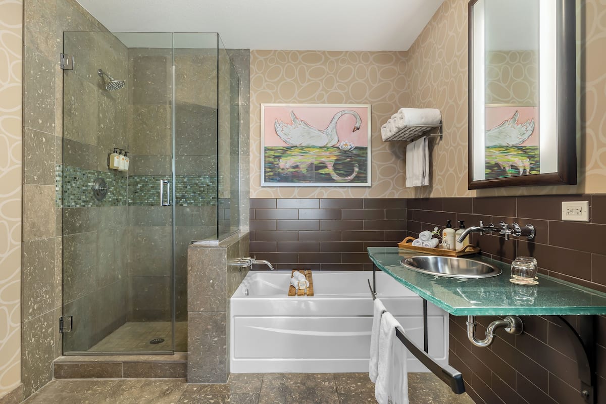 suite (terrace suite) | bathroom | separate bathtub and shower, deep-soaking bathtub