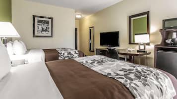 Pillowtop beds, desk, laptop workspace, iron/ironing board