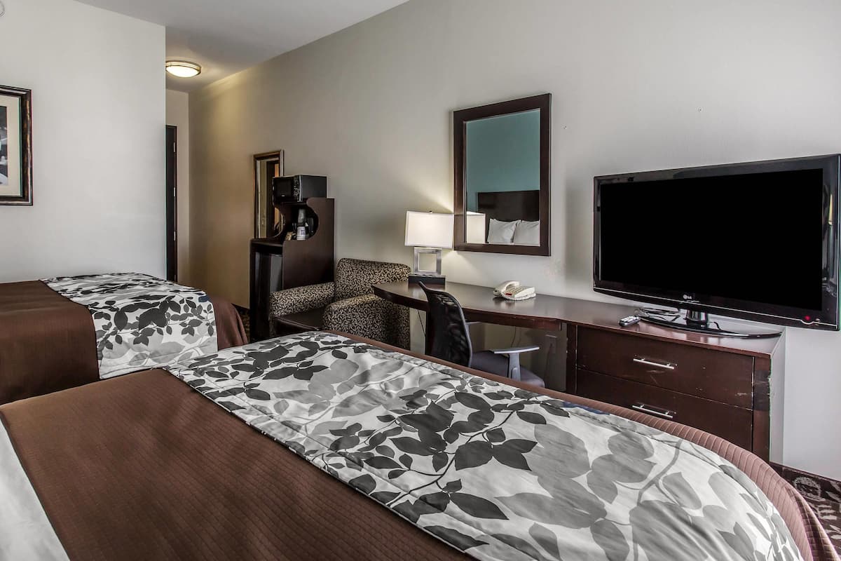 Standard Room, 2 Queen Beds, Non Smoking | Pillow-top beds, desk, laptop workspace, iron/ironing board